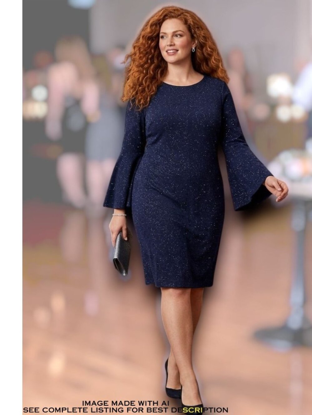 NWT Lauren Ralph Lauren Cocktail Dress 18W Mini Bell Sleeves Celestial Wedding